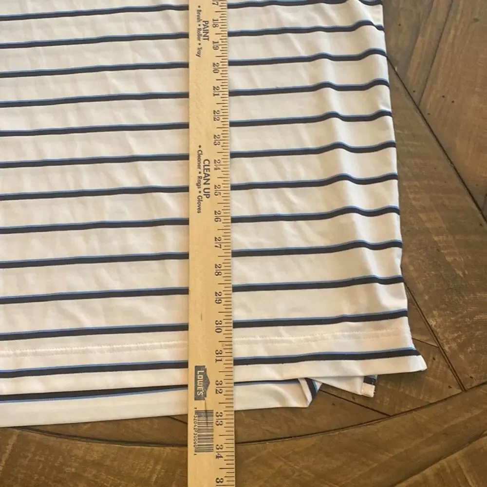 Mens Footjoy Golf Polo.  White with Cyan Navy Stripes.  Size XL. - Picture 5 of 8